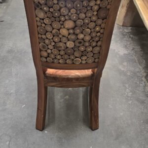 Monkeypod branch chair with cross cut backrest