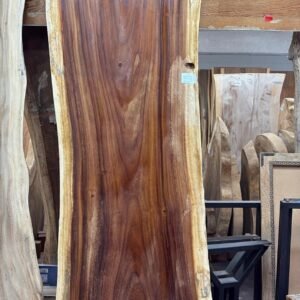 Live edge monkeypod table with natural slab rectangular surface