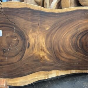 Live edge monkeypod table with natural slab rectangular surface