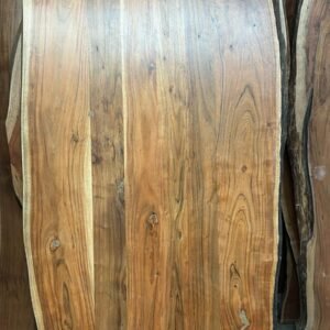 Live edge acacia table with natural slab rectangular surface