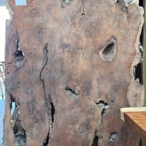 Live edge redwood table with natural slab rectangular surface