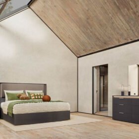 Upholstered Storage Bed with Dresser, Mirror and Nightstand Set