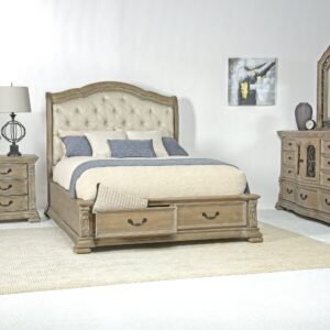 Sleigh Storage Bed with Dresser, Mirror and Nightstand Set