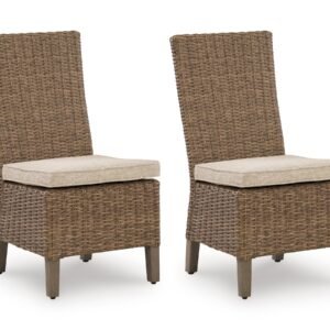 Outdoor Wicker Side Chair with Cushioned Seat