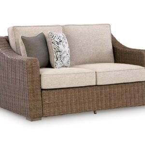 Outdoor Wicker Loveseat with Cushioned Seating