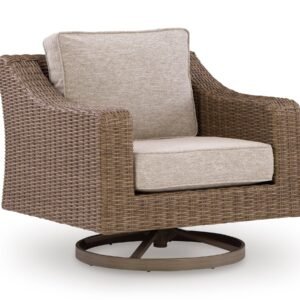 Outdoor Wicker Swivel Lounge Chair with Cushions