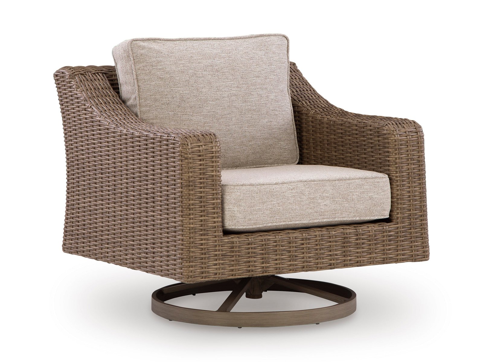 Outdoor Wicker Swivel Lounge Chair with Cushions