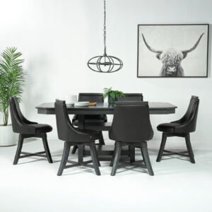New Haven Rectangular Dining Table with Six Upholstered Chairs