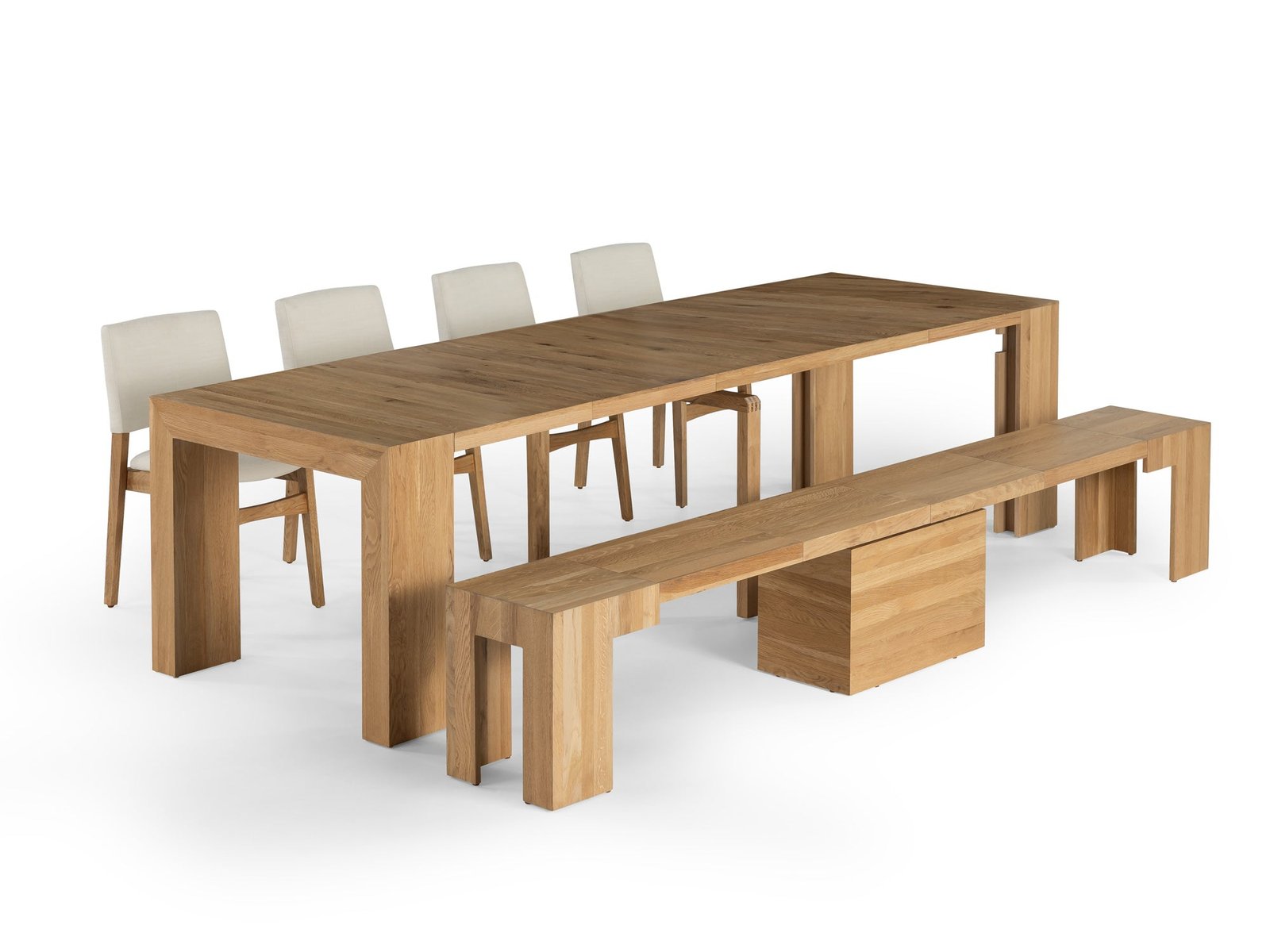Transformer Dining Table & 4 Chairs & Bench